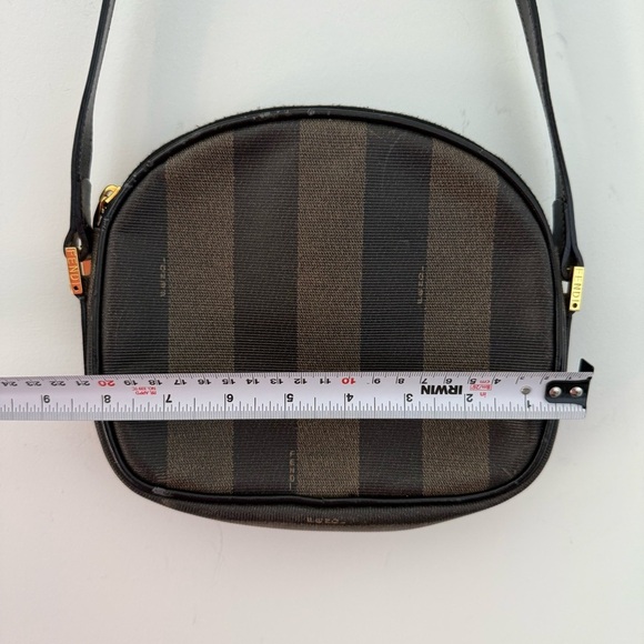 Vintage Fendi tobacco brown Pequin stripe crossbody camera bag - Picture 13 of 15